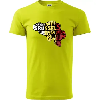 Mapy - názvy měst - Belgie - Klasické pánské triko vyšší gramáže - 3XL ( Limetková )
