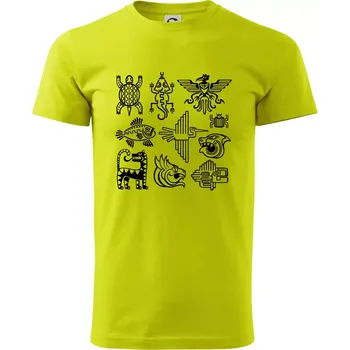 Aztécká zvířata - Klasické pánské triko vyšší gramáže - L ( Limetková )