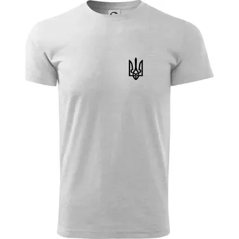 Pánské tričko Ukrajina trojzubec prso - Triko extra velké (5-8XL) - 8XL ( Světlešedý Melír )