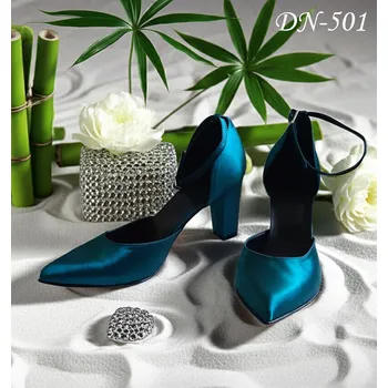 Dámské lodičky Elegantní společenské boty - petrolejové Velikost obuvi: 34