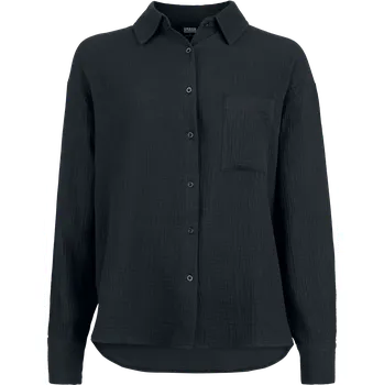 Dámská halenka Dlouhý rukáv z Urban Classics - Dámská oversized mušelínová halenka - Ženy - černá