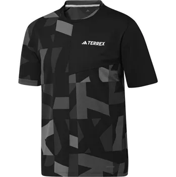 Pánské triko adidas MULTI TERREX AOP TEE L Černá, Tmavě šedá, Bílá