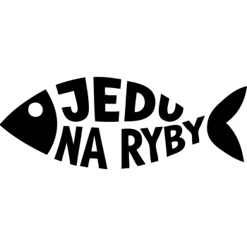 Samolepící dekorace Rybářská samolepka "Jedu na ryby" - Černá fólie