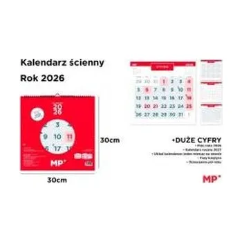 Kalendář Kalendarz 2026 ścienny 30x30cm czerwony