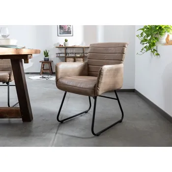 IRON LABEL Židle 62x59x86 cm, béžová , pravá kůže