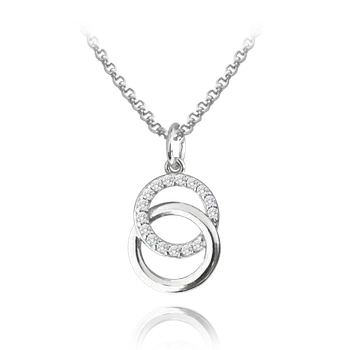Náhrdelník 1965 MINET Stříbrný náhrdelník KROUŽKY s bílými zirkony Délka: 45