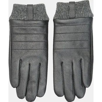 Rukavice Baťa pánské kožené rukavice s pleteným lemem černé, vel. S