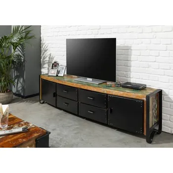 Televizní stolek INDUSTRIAL TV stolek 208x43x55 cm, vícebarevná lakovaná, staré dřevo