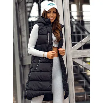 Černá dámská prodloužená prošívaná vesta Bolf 81261B - 2XL