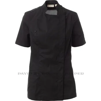 Gastro oděv Payperwear Rondon pro kuchaře se stojáčkemSTARLIGHTMESH LADY RIPSTOP, krátký rukáv, černý Velikost: XL