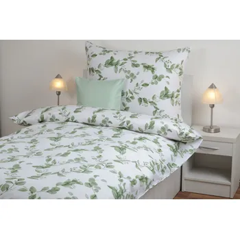 Povlečení JAN peří Povlečení z bavlněného saténu - zelená lupínka - Povlečení z bavlněného saténu - zelená lupínka - souprava povlečení 70x90 + 140x200