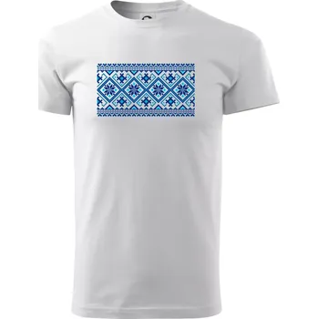 Ukrajinský vzor - modrý - Triko extra velké (5-8XL) - 7XL ( Bílá )
