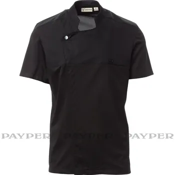 Gastro oděv Payperwear Rondon pro kuchaře se stojáčkem STARLIGHT ULTRAMESH TWILL, krátký rukáv, černý Velikost: L