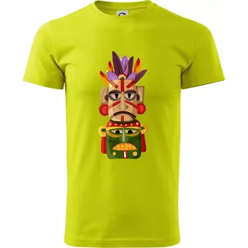 Mayové maska s peřím - Klasické pánské triko vyšší gramáže - M ( Limetková )