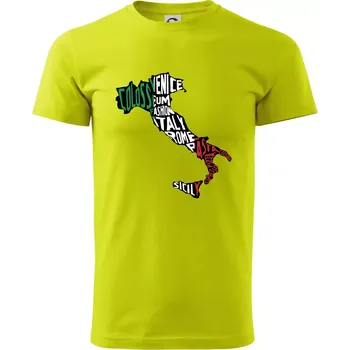 Pánské tričko Mapy - názvy měst - Italie - Klasické pánské triko vyšší gramáže - XL ( Limetková )