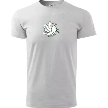 Pánské tričko Holubice míru - make love - Triko extra velké (5-8XL) - 6XL ( Světlešedý Melír )