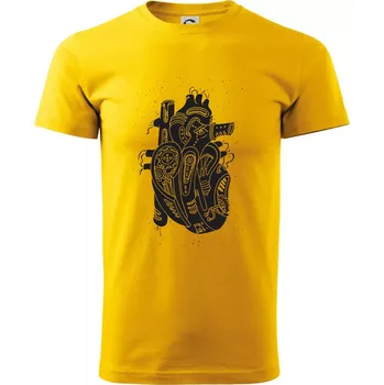 Steampunk lidské srdce - Triko extra velké (5-8XL) - 8XL ( Žlutá )