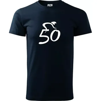 Pánské tričko Cyklista slaví padesátku (50) - Triko extra velké (5-8XL) - 6XL ( Námořní modrá (velmi tmavá - téměř černá) )
