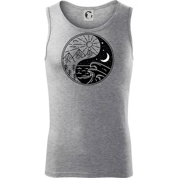 Yin & Yang hory a moře - Tílko pánské Core - S ( Tmavě šedý melír )