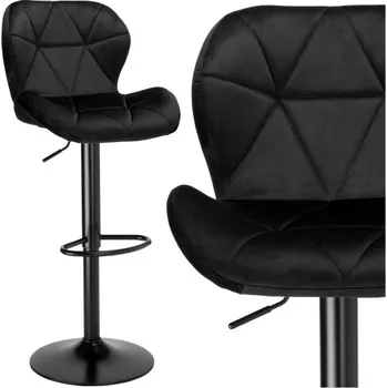 Barová židle GORDON sametová, černá