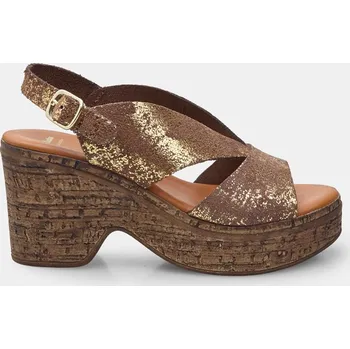 Dámské sandále Baťa dámské kožené letní sandále na klínku hnědé, vel. 40