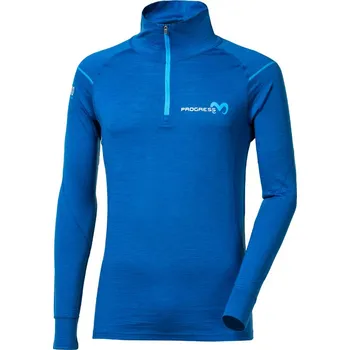Progress MW NRZ pánský funkční merino rolák s krátkým zipem modrý melír Velikost: XL