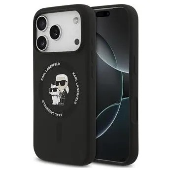 Pouzdro na mobilní telefon Karl Lagerfeld Liquid Silicone Karl and Choupette MagSafe Zadní Kryt pro iPhone 17 Pro Black