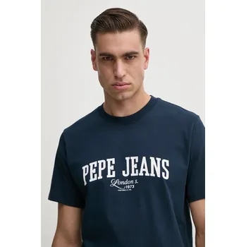 Pánské tričko Tričko Pepe Jeans DERRIL TEE tmavomodrá barva, s potiskem, PM509766 59X, vel. M