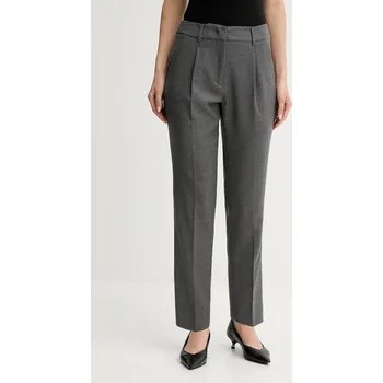 Dámské kalhoty Kalhoty s vlnou Weekend Max Mara CALDAIA dámské, šedá barva, střih chinos, high waist, 2525136152600 90B, vel. 38