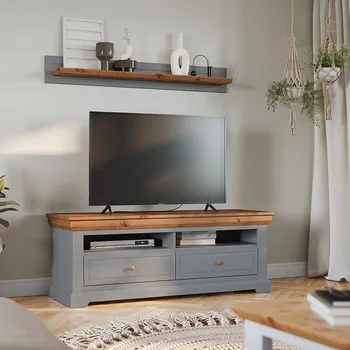 Televizní stolek Provence stolek pod TV v šedé barvě