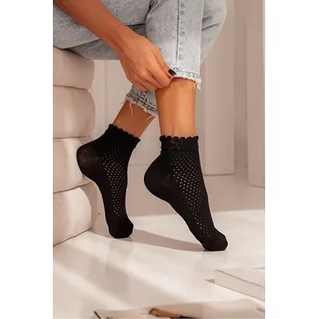 Pánské ponožky Dámské prolamované ponožky s mašlí 1115 MELANGE 37-41