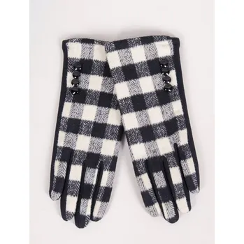 Čepice Dámské rukavice RES-0092K-345C Černá s bílou - Yoclub černá s bílou 23 cm