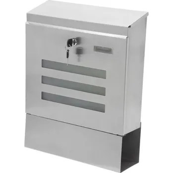 Poštovní schránka Nástěnná poštovní schránka nerezová s držákem novin na vrata / plot / fasádu, 35x44 cm