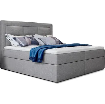 Ložnice Boxspring KORBELA 21 180x200, světle šedá látka +možnost VÝNOSU + vyzvednutí ZDARMA