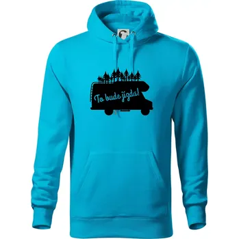 Pánská mikina To bude jízda - alkovna - Mikina pánská Cape s kapucí - L ( Světlý tyrkys )