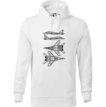 Pánská mikina Mig 29 Fulcrum - obrys - Mikina pánská Cape s kapucí - 2XL ( Bílá )