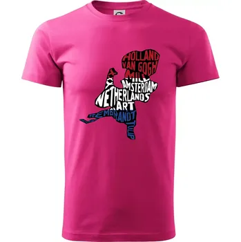 Pánské tričko Mapy - názvy měst - Nizozemí - Klasické pánské triko vyšší gramáže - S ( Purpurová )