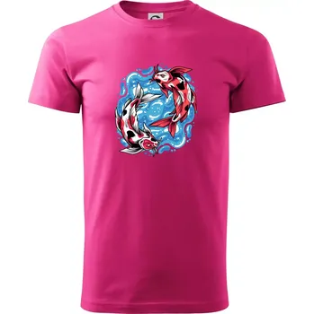 Yin & Yang Koi kapr - červený - Klasické pánské triko vyšší gramáže - S ( Purpurová )