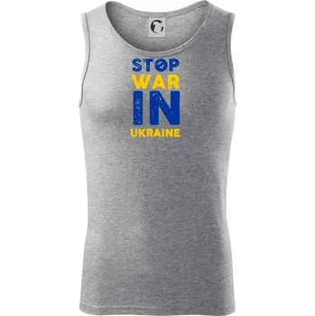 Barevný nápis Stop war in ukraine - Tílko pánské Core - L ( Tmavě šedý melír )
