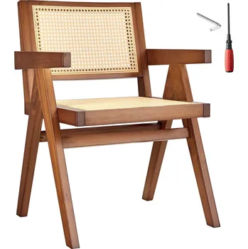 Jídelní set TecTake GmbH 405889 jídelní židle lissy s vídeňským pletením, nosnost 120 kg - tmavý dub,za kus