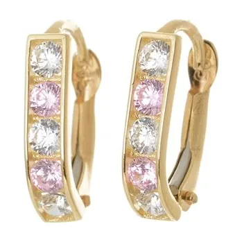 Náušnice Náušnice ze žlutého zlata se zirkony NA1021F + DÁREK ZDARMA