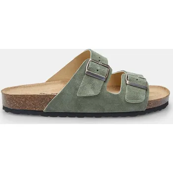 Pánské sandále Baťa pánské kožené footbed sandále zelené, vel. 41