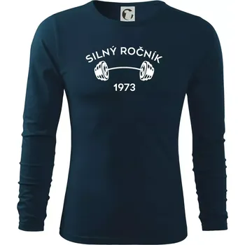 Pánské oblečení Silný ročník - Letopočet 1973 - Triko s dlouhým rukávem FIT-T long sleeve - S ( Námořní modrá (velmi tmavá - téměř černá) )