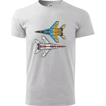 Pánské tričko Mig 29 Fulcrum ze spoda a ze zhora - Triko extra velké (5-8XL) - 7XL ( Světlešedý Melír )