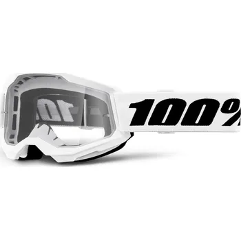 Motocyklové brýle 100% Dětské motokrosové brýle Strata 2 Youth bílá, čiré plexi