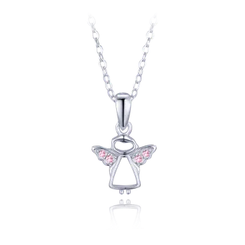 Náhrdelník 1869 MINET Stříbrný náhrdelník anděl s růžovými zirkony