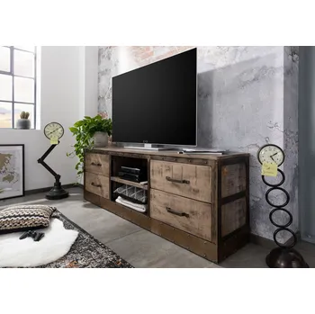 Televizní stolek STEEL TV stolek 180x40x60 cm, hnědá lakovaná, mango