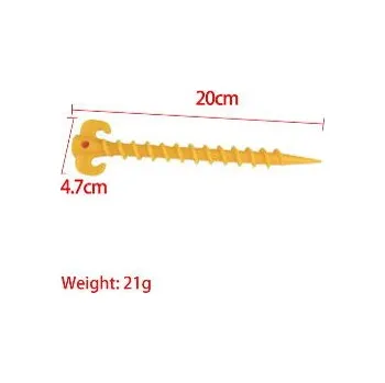 Příslušenství ke karavanu Kolík plastový spirálový zemní kotvící – 20 cm, žlutý