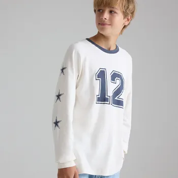 Chlapecké tričko Reserved - Bavlněné tričko s dlouhými rukávy - krémová - 036FI-01X - 036FI-01X-152