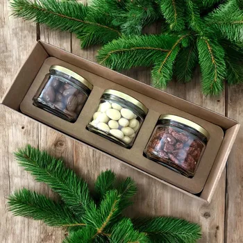 Nutworld.cz Dárková krabice SLADKÁ 3x180g - OŘECHY VE SKLE